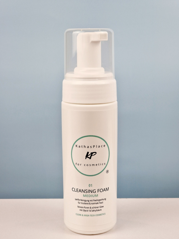 CLEANSING FOAM MEDIUM: 1 Wasch-Pad gratis dazu! mit 3% AHA & 0,2% BHA: Reinigungsschaum mit leichter Peelingwirkung, für normale bis Mischhaut